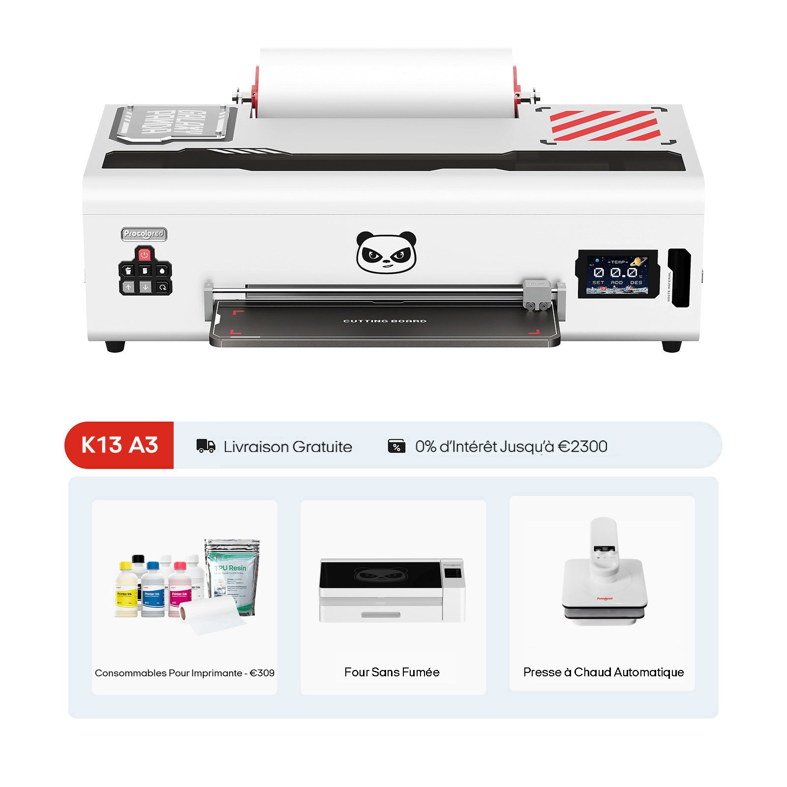 Imprimante DTF K13 13" A3 & Ensemble complet Premium - Blanche