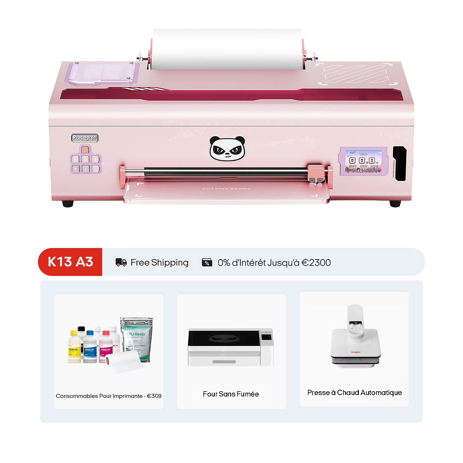 Imprimante DTF K13 13" A3 & Ensemble complet Premium - Rose