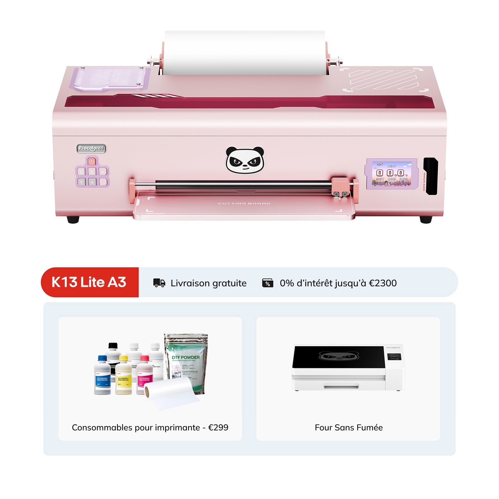 Imprimante DTF K13 Lite 13" A3 & Four Premium - Rose